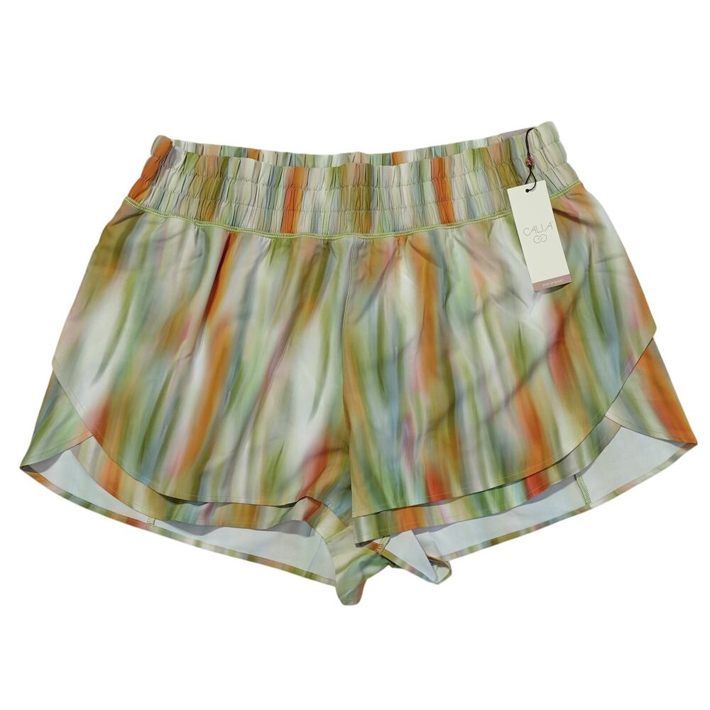 NWT Calia Womens High-Rise Step-Up Shorts Filtered Floral Multi Plus Size 1X